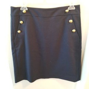Loft Navy sailor skirt w/gold buttons, Size 6